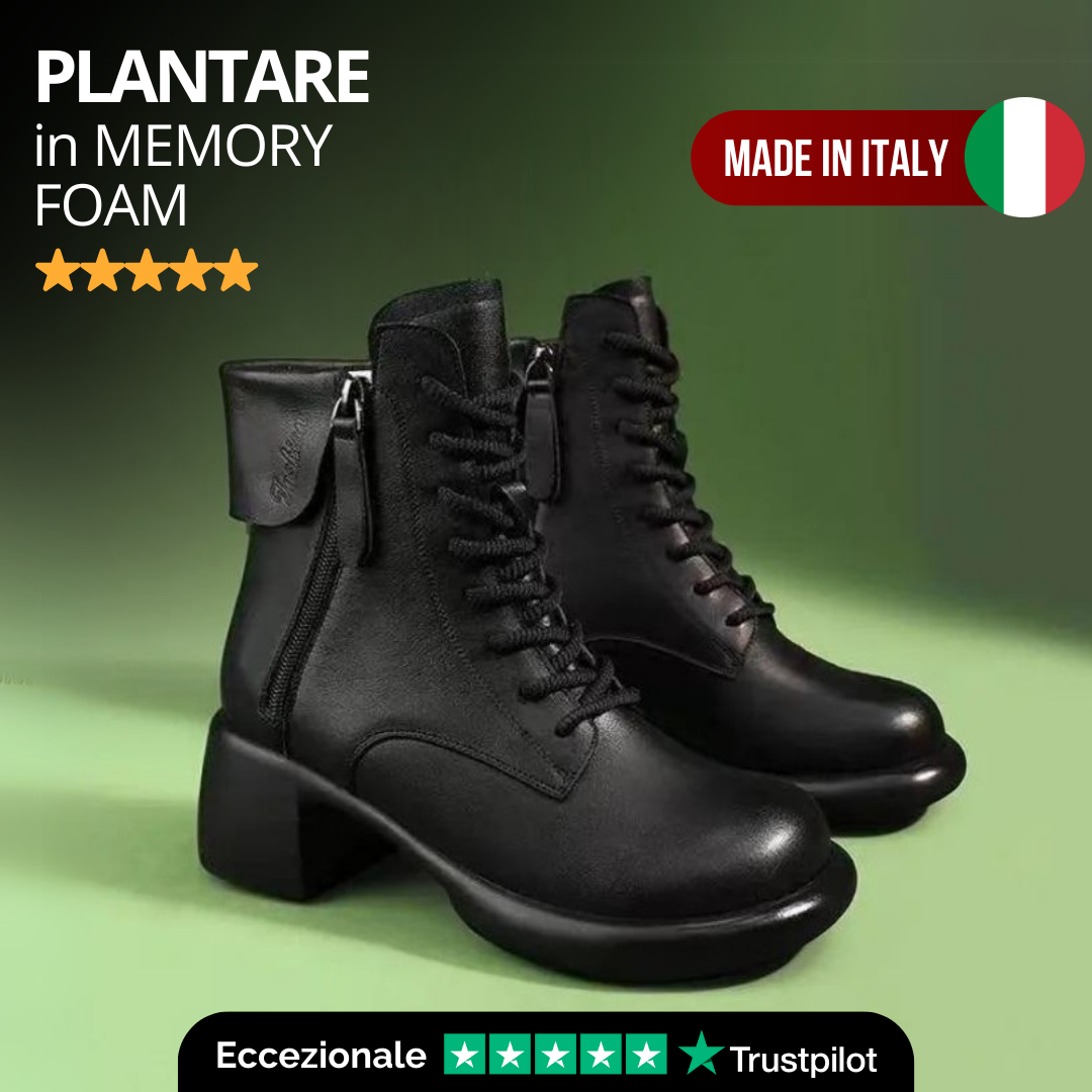 Stivaletto in pelle Vintage con plantare memory foam